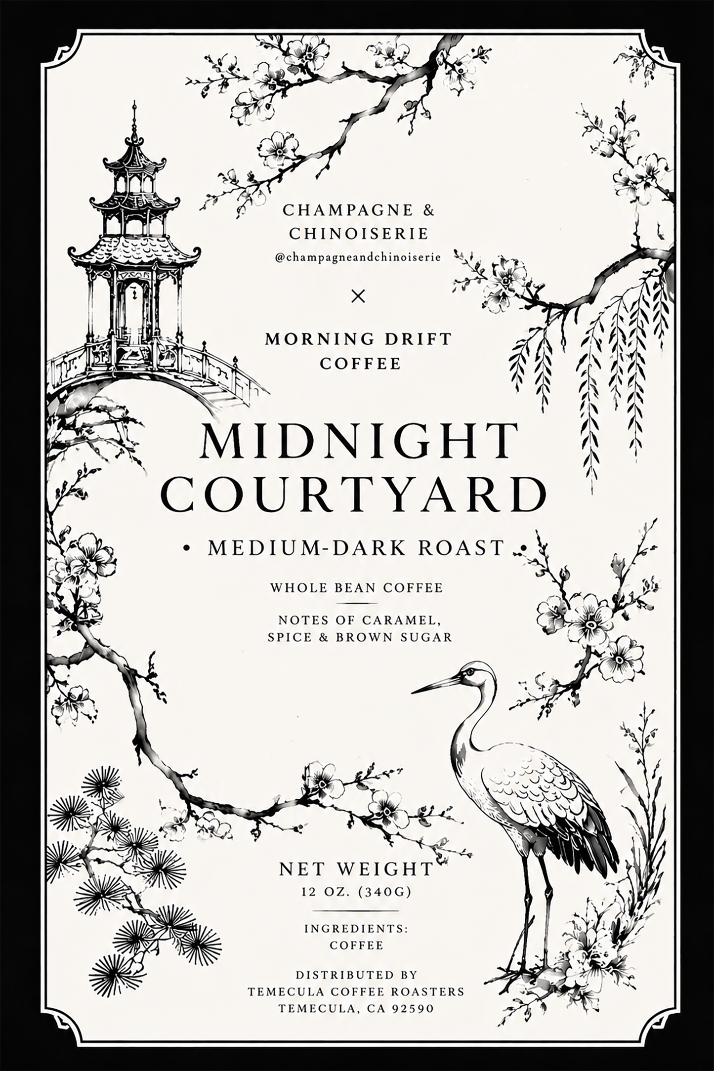 Midnight Courtyard (Medium-Dark Roast) - A Morning Drift × Champagne & Chinoiserie Collaboration